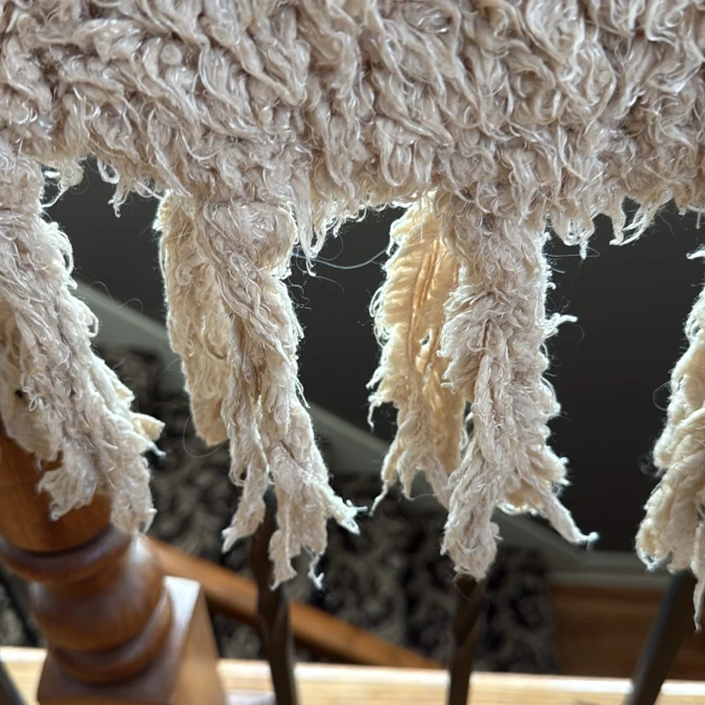 50”x 60” light loosely knit very soft light tan  afghan.